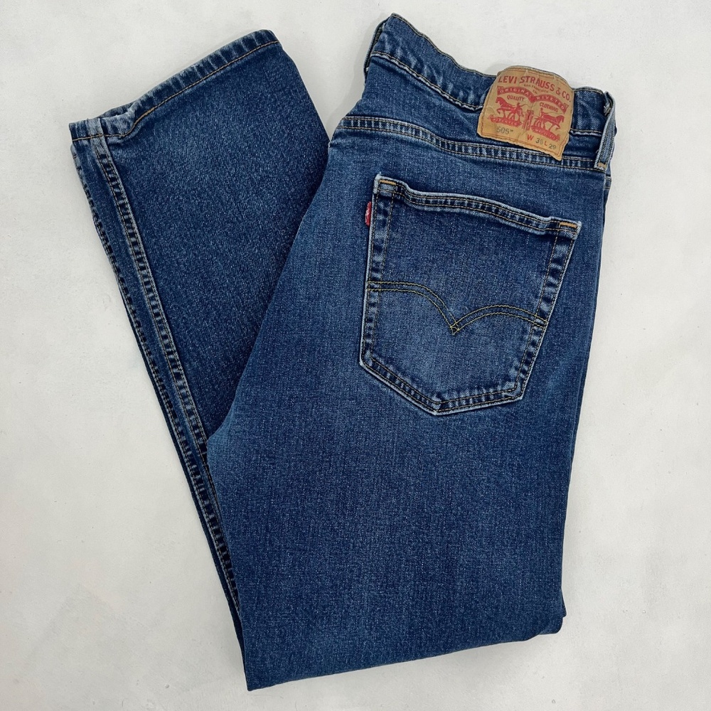 Levi Strauss Co. 505 Mens 36x29 Straight Leg‎ Ankle Jeans Blue Denim 5-Pocket - Picture 12 of 12
